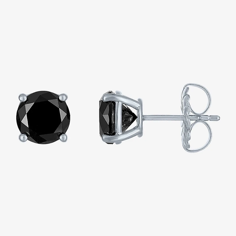 4 CT. T.W. Natural Black Diamond 14K Gold 8mm Round Stud Earrings