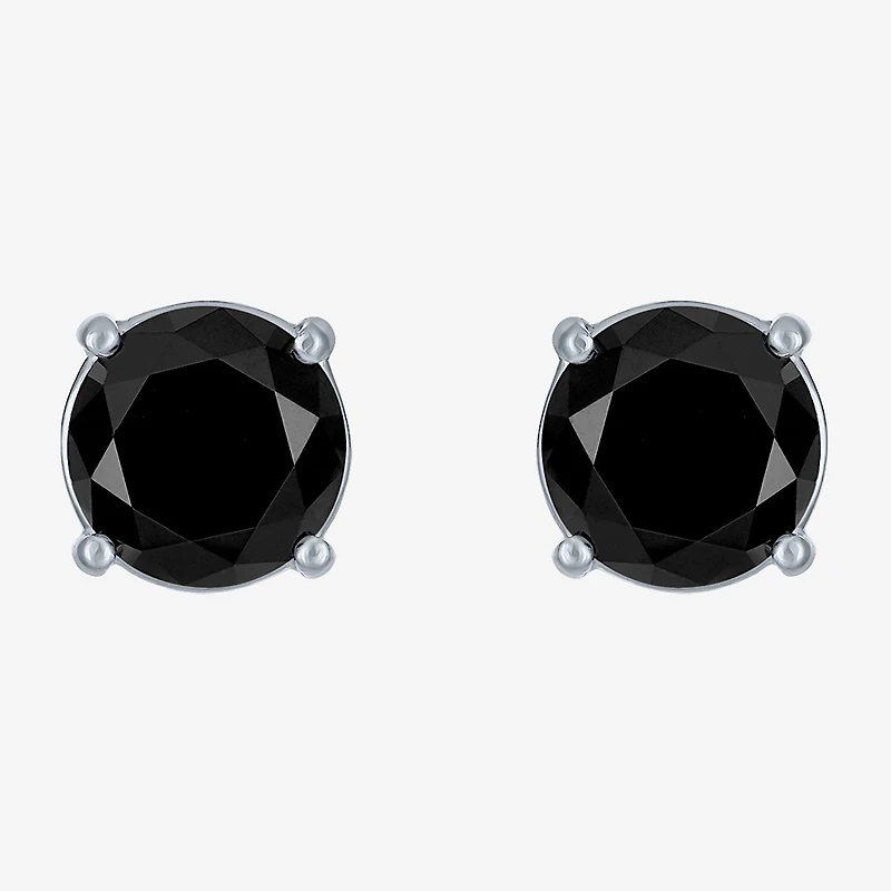 10 Ct.T.W. Natural Black Diamond 14K Gold 11mm Round Stud Earrings