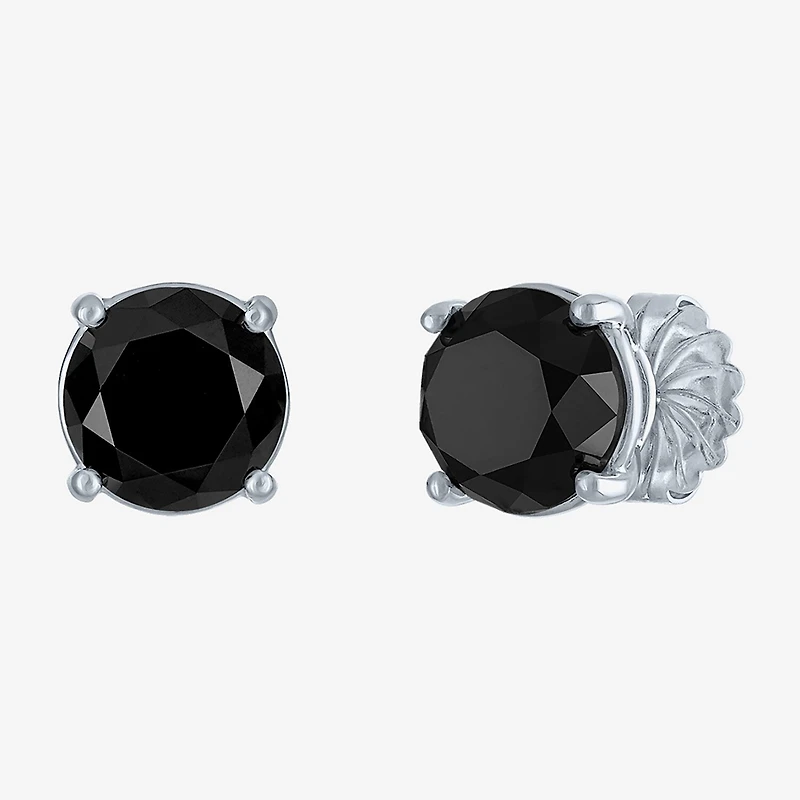 10 Ct.T.W. Natural Black Diamond 14K Gold 11mm Round Stud Earrings
