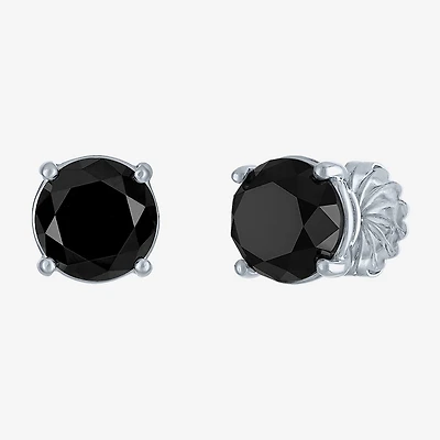 10 Ct.T.W. Natural Black Diamond 14K Gold 11mm Round Stud Earrings