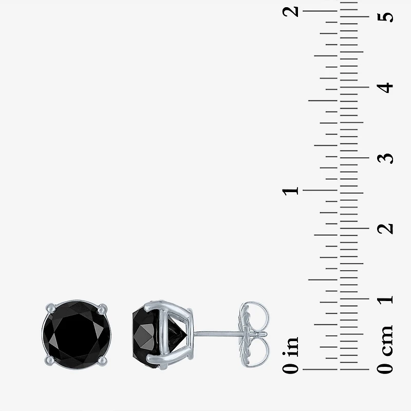 10 Ct.T.W. Natural Black Diamond 14K Gold 11mm Round Stud Earrings