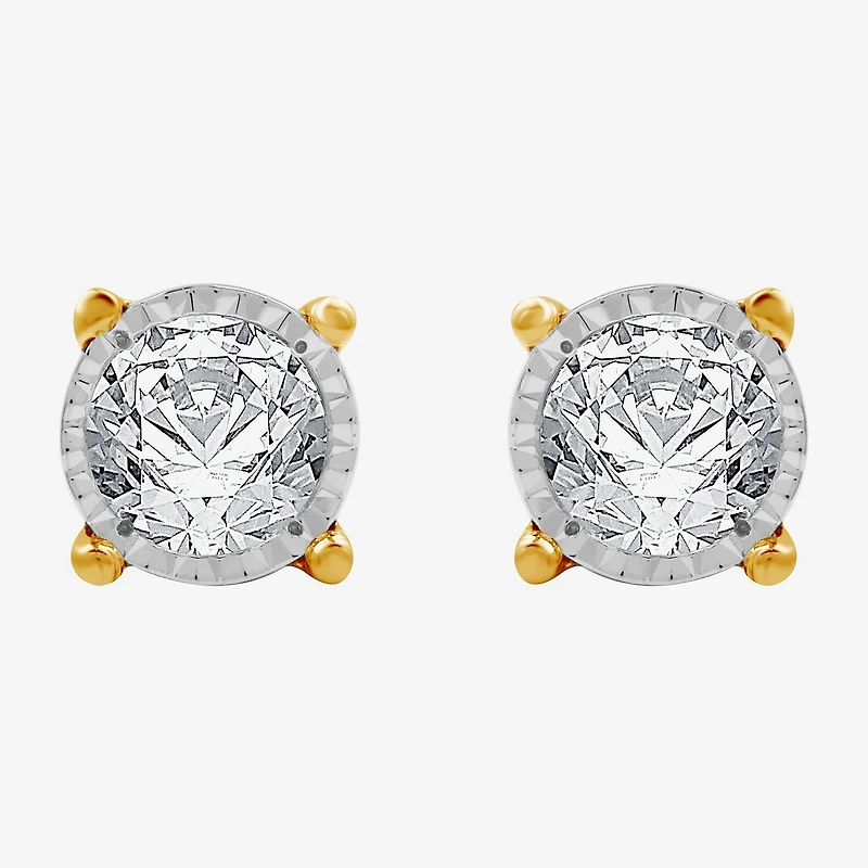 (G-H / Si1-Si2) 1 CT. T.W. Lab Grown White Diamond Sterling Silver or 14K Gold Over 8.7mm Round Stud Earrings