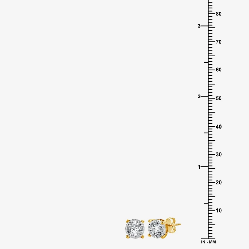 (G-H / Si1-Si2) 1 CT. T.W. Lab Grown White Diamond Sterling Silver or 14K Gold Over 8.7mm Round Stud Earrings