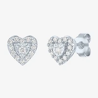(G-H / I1-I2) 1/4 CT. T.W. Lab Grown White Diamond Sterling Silver Heart Stud Earrings