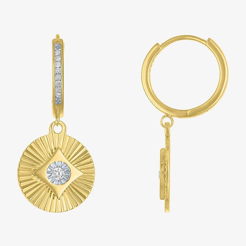 Diamond Addiction (G-H / I1-I2) Womens 1/7 CT. T.W. Lab Grown White Diamond 14K Gold Over Silver Sterling Silver Round Drop Earrings