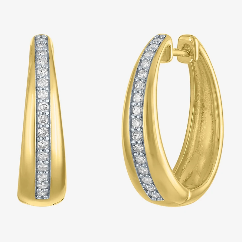 Diamond Addiction (G-H / I1-I2) Womens 1/4 CT. T.W. Lab Grown White Diamond 14K Gold Over Silver Sterling Silver 20mm Hoop Earrings