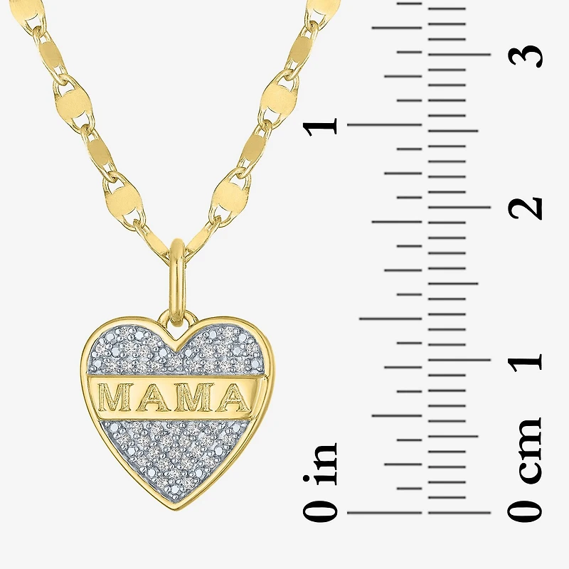 Diamond Addiction "Mama" (G-H) Womens 1/10 CT. T.W. Lab Grown White Diamond 14K Gold Over Silver Sterling Silver Heart 16 Inch Pendant Necklace