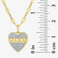 Diamond Addiction "Mama" (G-H) Womens 1/10 CT. T.W. Lab Grown White Diamond 14K Gold Over Silver Sterling Silver Heart 16 Inch Pendant Necklace