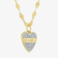Diamond Addiction "Mama" (G-H) Womens 1/10 CT. T.W. Lab Grown White Diamond 14K Gold Over Silver Sterling Silver Heart 16 Inch Pendant Necklace