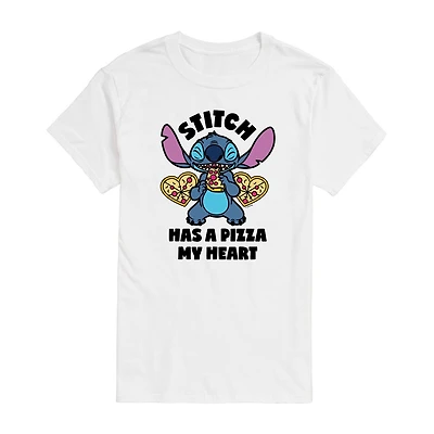 Mens Crew Neck Short Sleeve Lilo & Stitch Valentine's Day T-Shirt