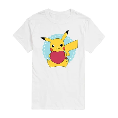 Mens Crew Neck Short Sleeve Pokeman Valentine's Day T-Shirt