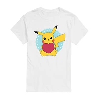 Mens Crew Neck Short Sleeve Pokeman Valentine's Day T-Shirt