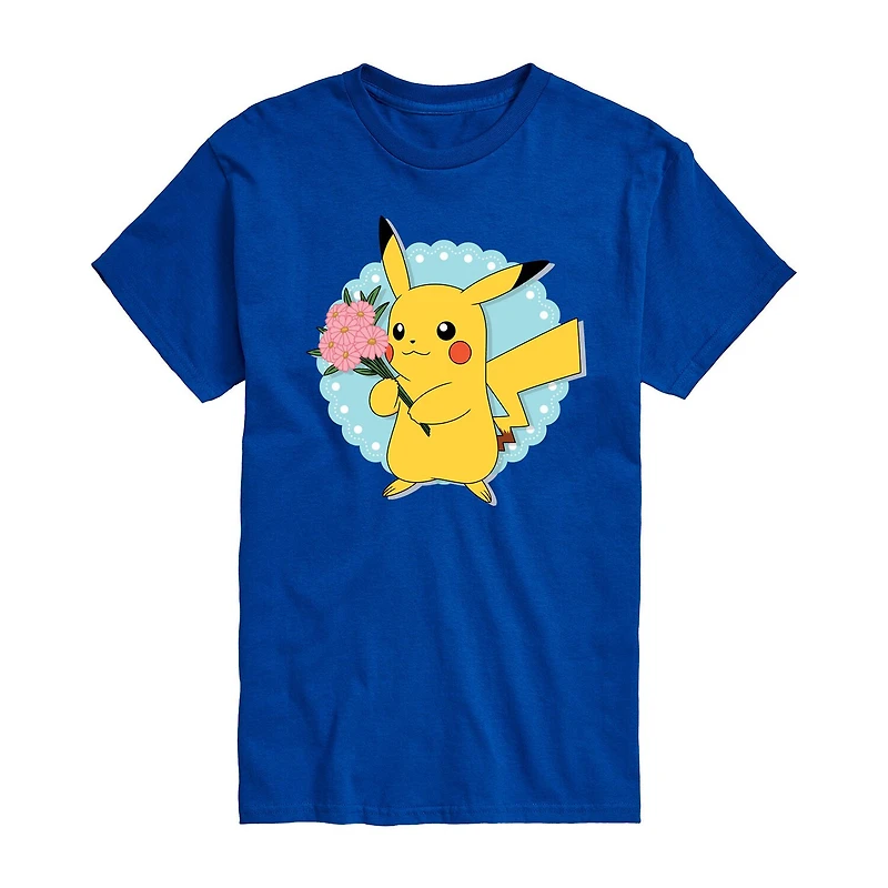 Mens Crew Neck Short Sleeve Pokeman Valentine's Day T-Shirt