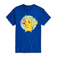 Mens Crew Neck Short Sleeve Pokeman Valentine's Day T-Shirt