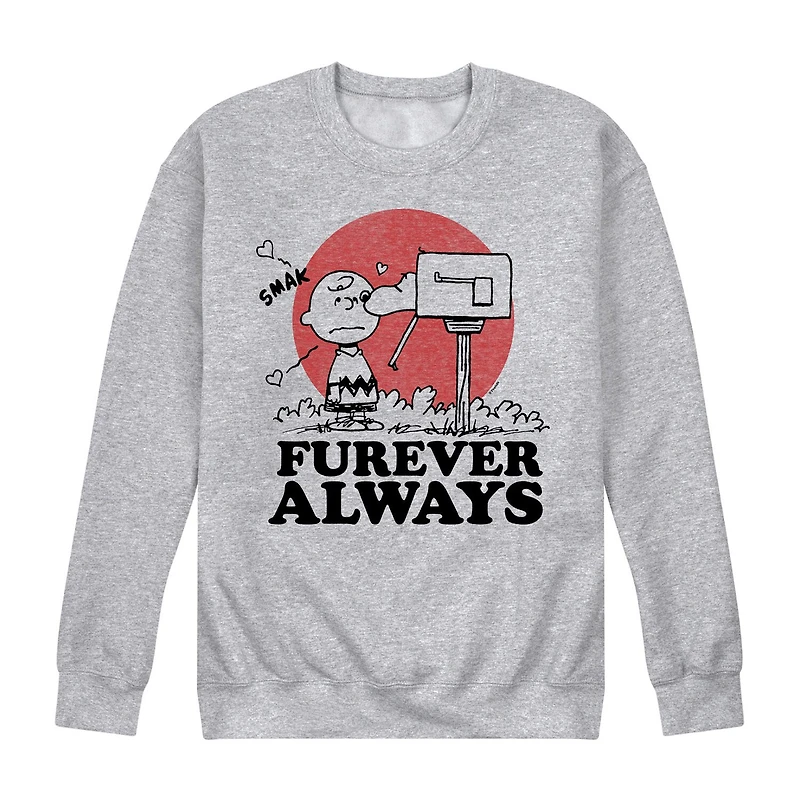 Mens Crew Neck Long Sleeve Peanuts Valentine's Day Sweatshirt