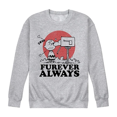 Mens Crew Neck Long Sleeve Peanuts Valentine's Day Sweatshirt