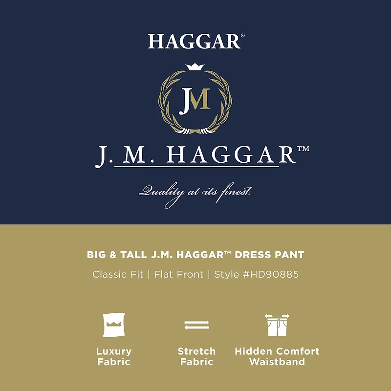 Haggar JMH Sharkskin Mens Classic Fit Big and Tall Dress Flat Front Pant