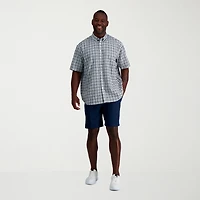 Haggar Linen Blend Mens Short Sleeve Regular Fit Big and Tall Button-Down Shirt