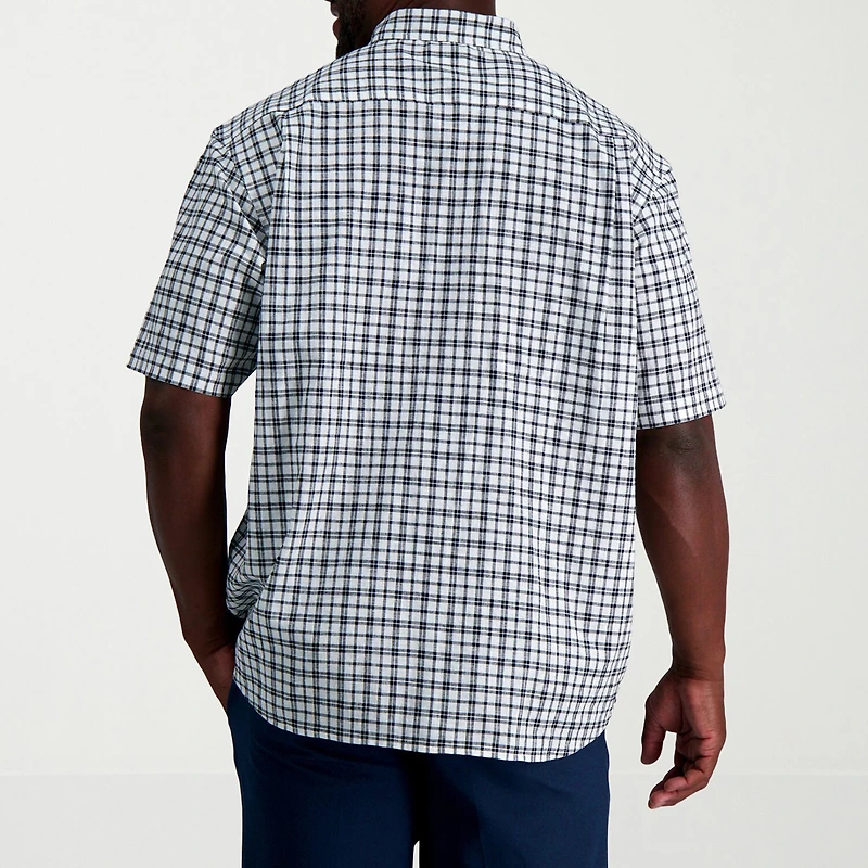 Haggar Linen Blend Mens Short Sleeve Regular Fit Big and Tall Button-Down Shirt