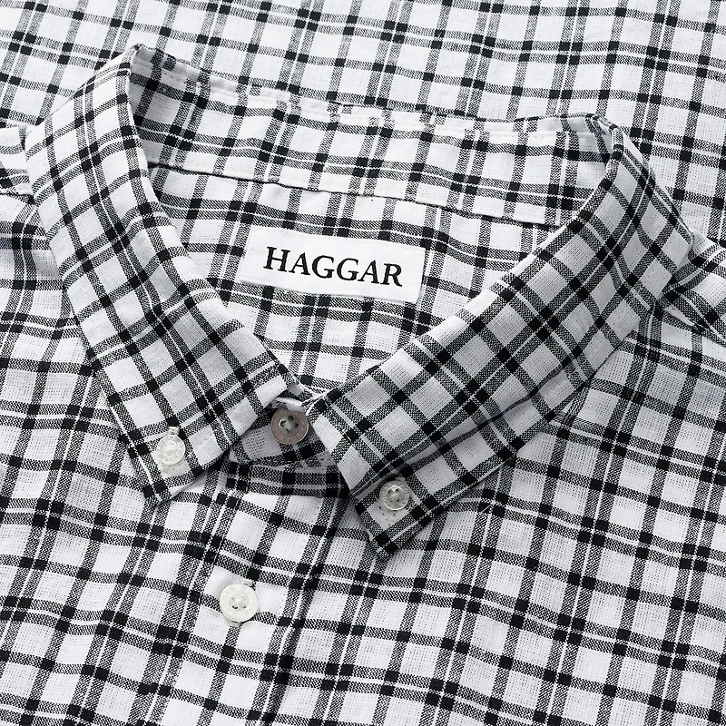 Haggar Linen Blend Mens Short Sleeve Regular Fit Big and Tall Button-Down Shirt