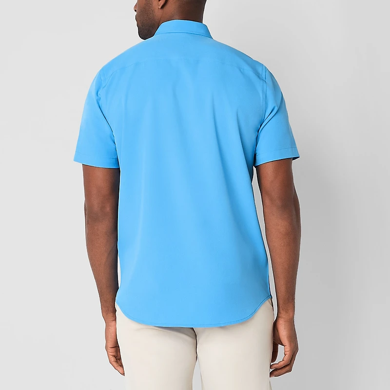 St. John's Bay Performance Mens Short Sleeve Classic Fit Stretch Fabric Button-Down Shirt