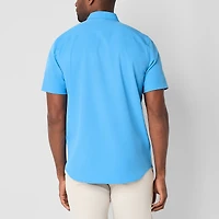 St. John's Bay Performance Mens Short Sleeve Classic Fit Stretch Fabric Button-Down Shirt