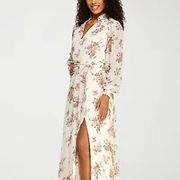 Premier Amour Womens V Neck Long Sleeve Puffed Maxi Dress