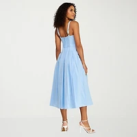 Premier Amour Womens Midi Square Neck Sleeveless Fit + Flare Dress