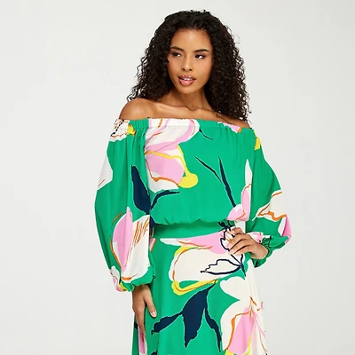 Premier Amour Womens Off The Shoulder Long Sleeve Blouse