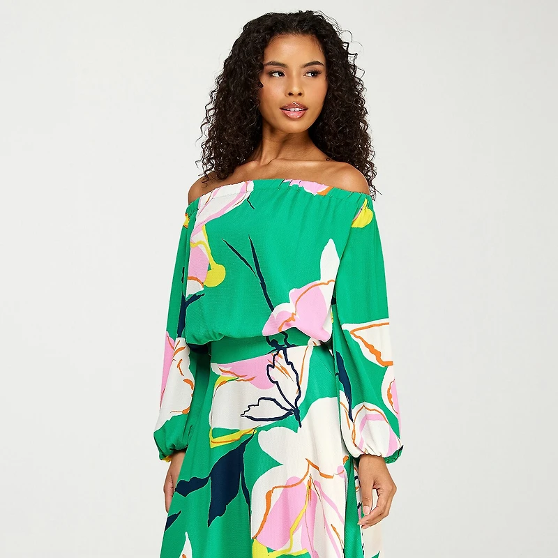 Premier Amour Womens Off The Shoulder Long Sleeve Blouse