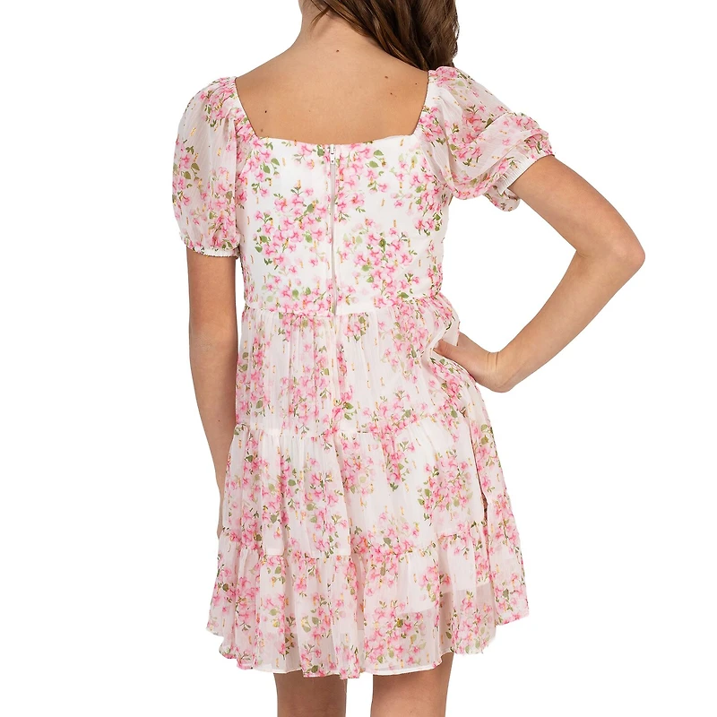 Rare Editions Big Kid Girls Short Sleeve Puffed A-Line Dress