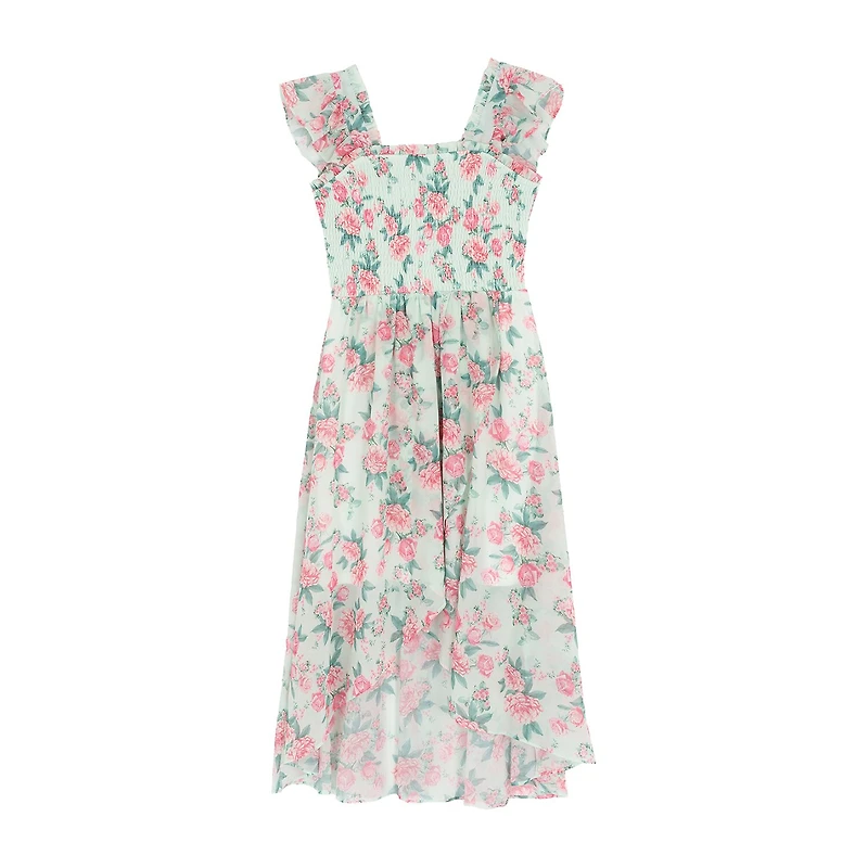Rare Editions Big Kid Girls Sleeveless Flutter Floral Maxi Dress