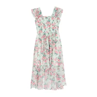 Rare Editions Big Kid Girls Sleeveless Flutter Floral Maxi Dress