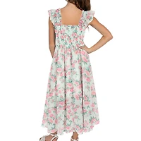 Rare Editions Big Kid Girls Sleeveless Flutter Floral Maxi Dress