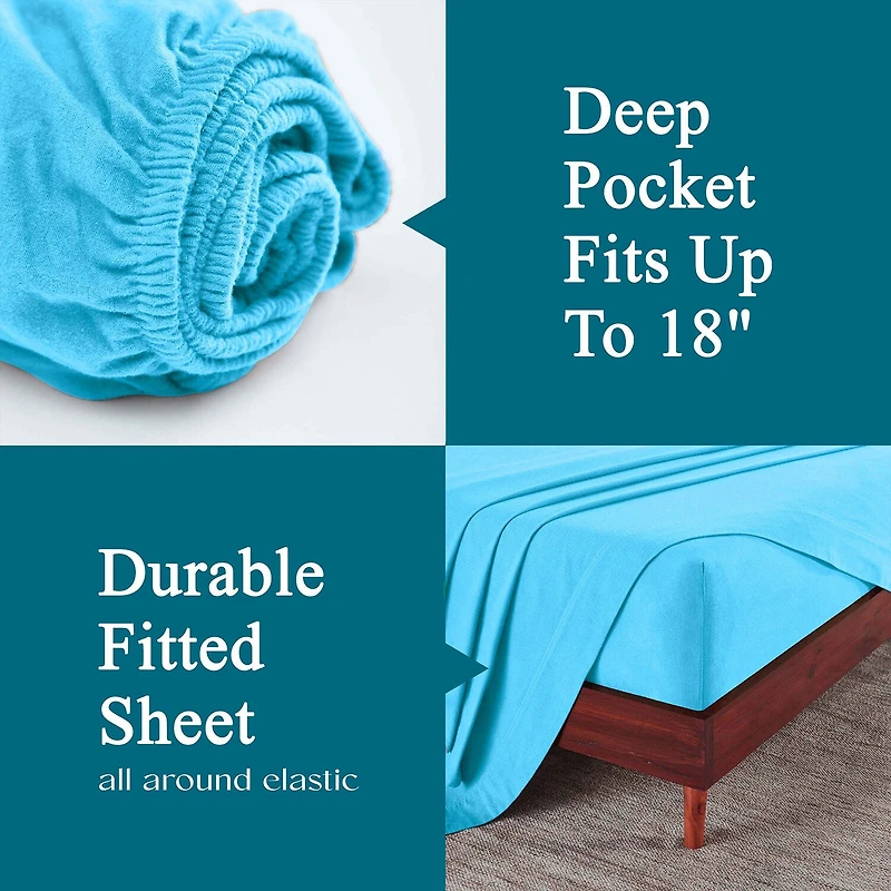SUPERIOR® Solid Cotton Flannel Warm Winter Deep Pocket Sheet Set