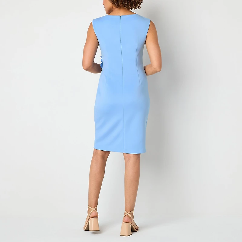 Jessica Howard Womens Boat Neck Sleeveless Sheath Dress