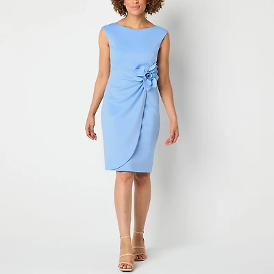 Jessica Howard Womens Boat Neck Sleeveless Sheath Dress