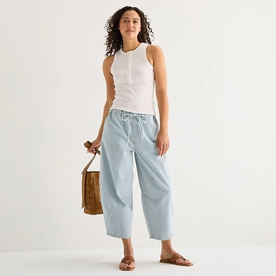 a.n.a Womens Tall High Rise Barrel Jean