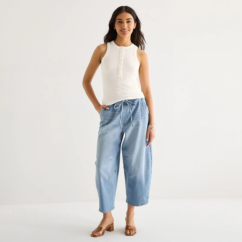 A.N.A Womens Tall Henley Neck Sleeveless Tank Top