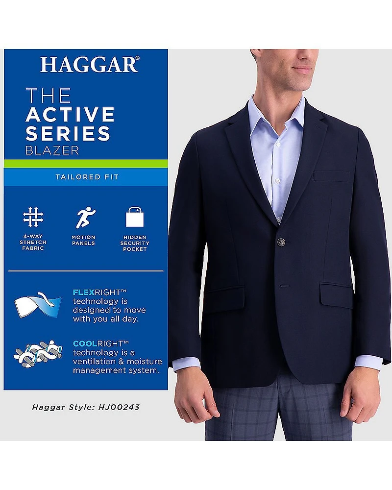 Haggar The Active Series Tailored Mens Stretch Fabric Regular Fit Sport Coat