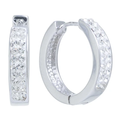 Sparkle Allure Womens Crystal 17mm Round Hoop Earrings