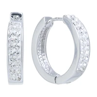 Sparkle Allure Womens Crystal 17mm Round Hoop Earrings