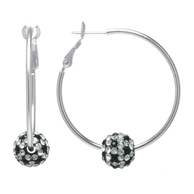 Sparkle Allure Womens Crystal 38.1mm Round Hoop Earrings