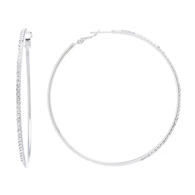 Sparkle Allure Womens Crystal 70mm Round Hoop Earrings