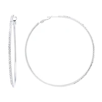 Sparkle Allure Womens Crystal 70mm Round Hoop Earrings