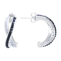 Sparkle Allure Womens Black Crystal 20.5mm Hoop Earrings