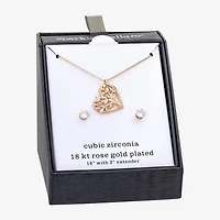 Sparkle Allure Womens Cubic Zirconia 18K Rose Gold Over Brass Heart 2-pc. Jewelry Set