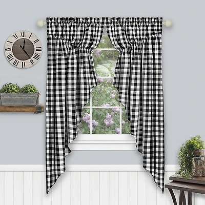 Achim Buffalo Check Gathered Swagger Rod Pocket Light-Filtering Set of 2 Curtain Panel