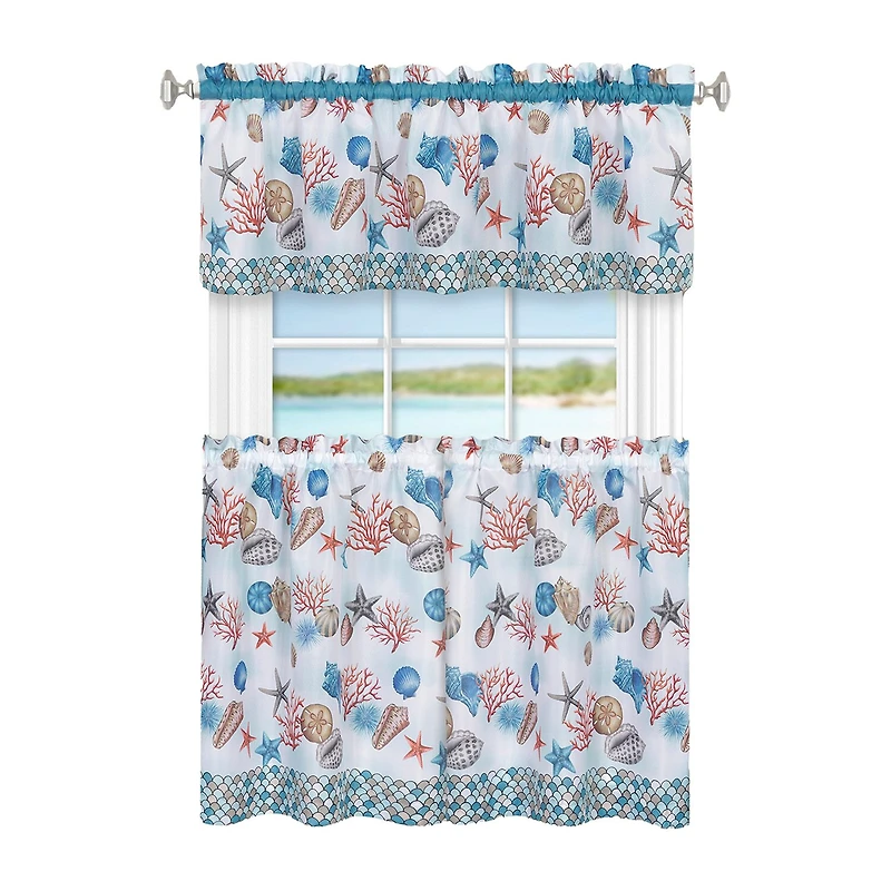 Achim Coastal 3-pc. Rod Pocket Kitchen Curtains & Drapes Window Set