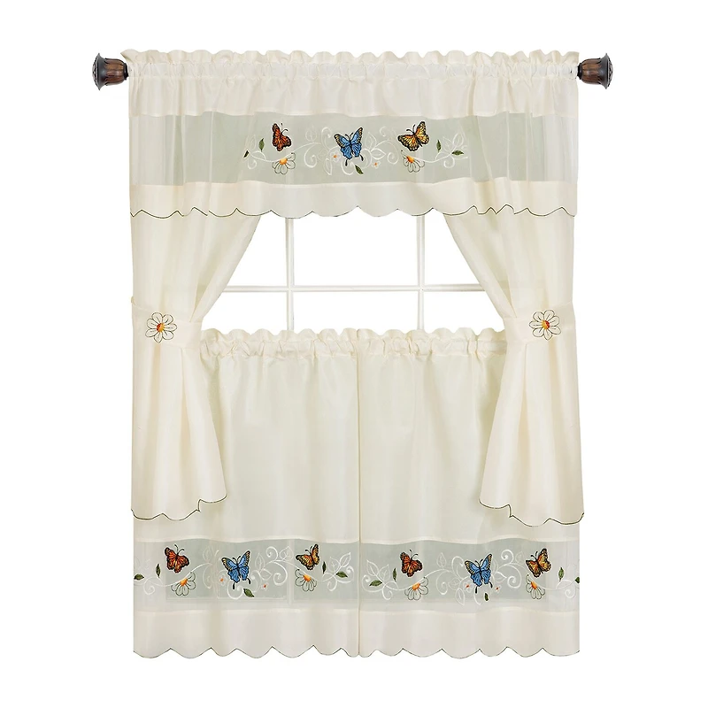 Achim Daisy Meadow 3-pc. Rod Pocket Kitchen Curtains & Drapes Window Set